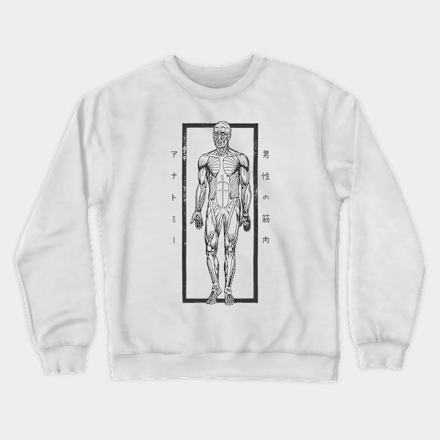 Anatomy Muscles of a Man with Japanese Kanji Crewneck Sweatshirt by SolidFive7